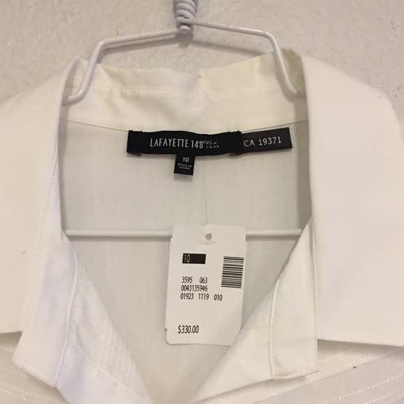 Lafayette 148 White Cotton Shirt, 10 - Picture 4 of 4